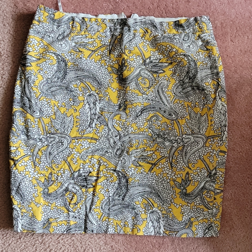 Yellow Print Pencil Skirt